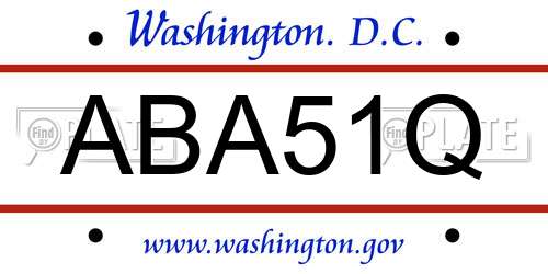 ABA51Q District Of Columbia License Plate
