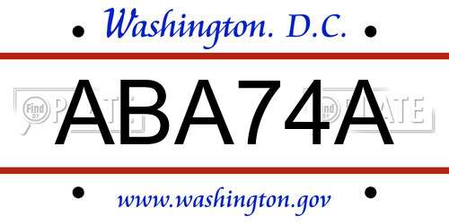 ABA74A District Of Columbia License Plate