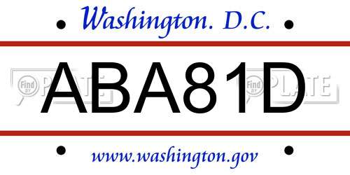 ABA81D District Of Columbia License Plate