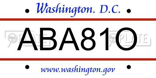 ABA81O District Of Columbia License Plate