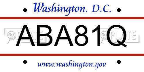 ABA81Q District Of Columbia License Plate