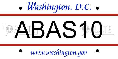 ABAS10 District Of Columbia License Plate