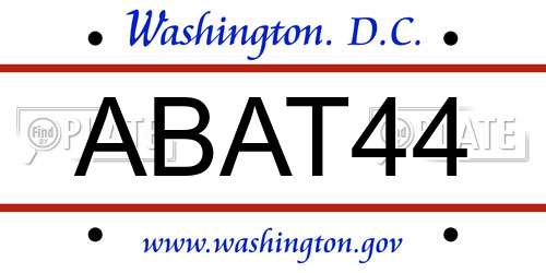 ABAT44 District Of Columbia License Plate