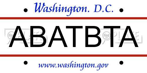 ABATBTA District Of Columbia License Plate
