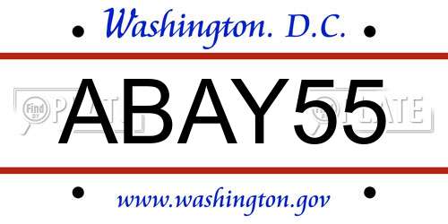 ABAY55 District Of Columbia License Plate