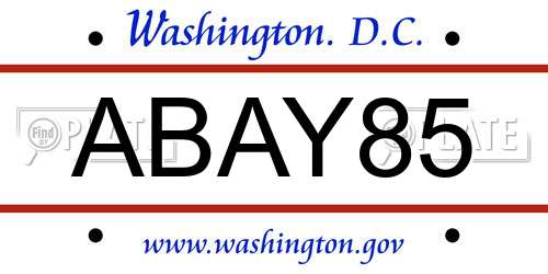 ABAY85 District Of Columbia License Plate
