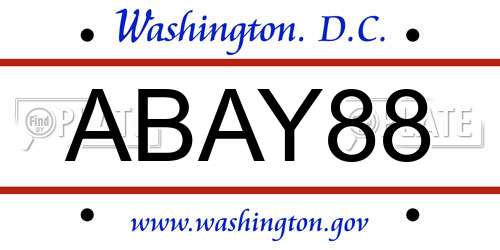 ABAY88 District Of Columbia License Plate