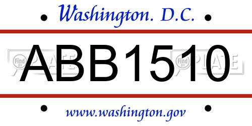 ABB1510 District Of Columbia License Plate