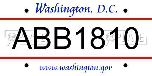 ABB1810 District Of Columbia License Plate