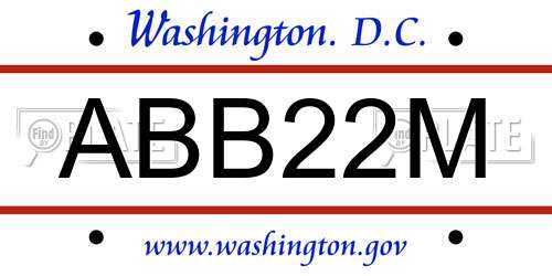 ABB22M District Of Columbia License Plate