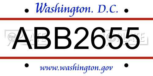 ABB2655 District Of Columbia License Plate