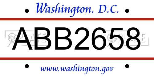 ABB2658 District Of Columbia License Plate