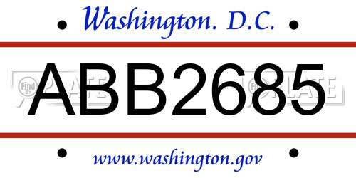 ABB2685 District Of Columbia License Plate