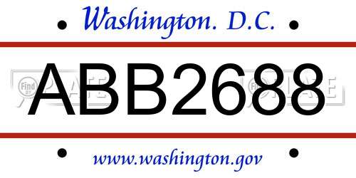 ABB2688 District Of Columbia License Plate
