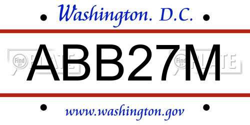 ABB27M District Of Columbia License Plate