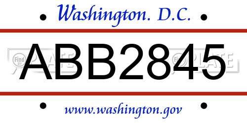 ABB2845 District Of Columbia License Plate