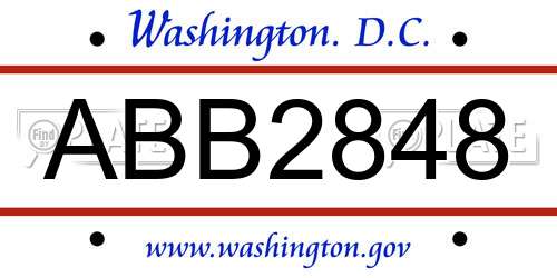 ABB2848 District Of Columbia License Plate