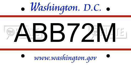 ABB72M District Of Columbia License Plate