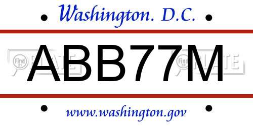 ABB77M District Of Columbia License Plate