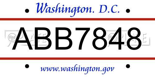 ABB7848 District Of Columbia License Plate