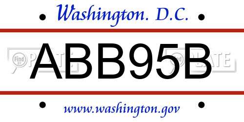ABB95B District Of Columbia License Plate