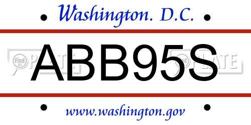 ABB95S District Of Columbia License Plate