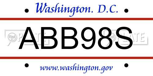 ABB98S District Of Columbia License Plate