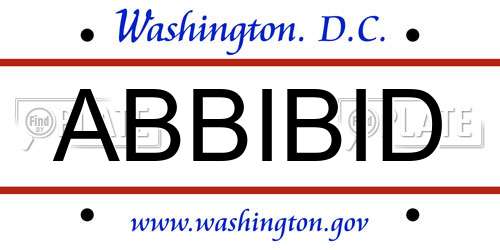 ABBIBID District Of Columbia License Plate