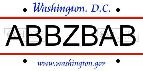 ABBZBAB District Of Columbia License Plate