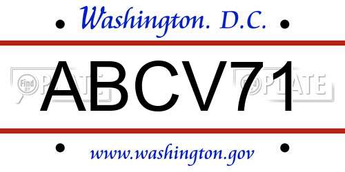 ABCV71 District Of Columbia License Plate