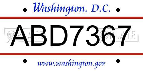 ABD7367 District Of Columbia License Plate