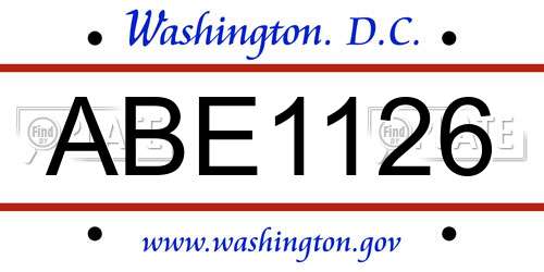ABE1126 District Of Columbia License Plate