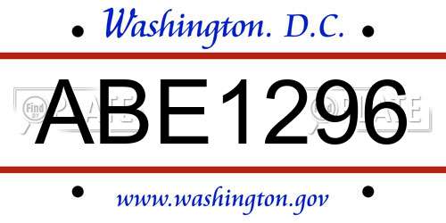ABE1296 District Of Columbia License Plate