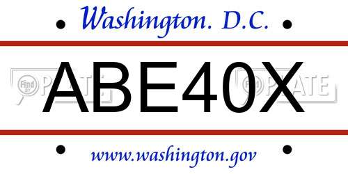 ABE40X District Of Columbia License Plate