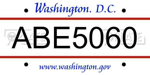 ABE5060 District Of Columbia License Plate