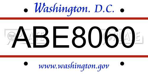 ABE8060 District Of Columbia License Plate