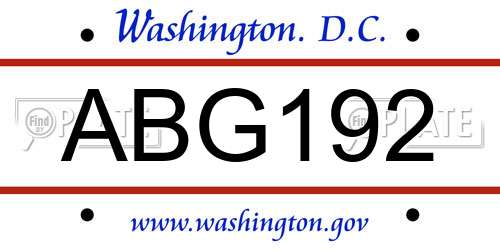 ABG192 District Of Columbia License Plate
