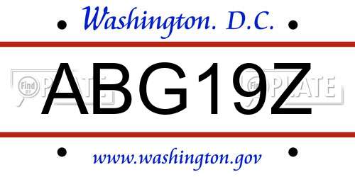 ABG19Z District Of Columbia License Plate