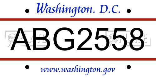 ABG2558 District Of Columbia License Plate