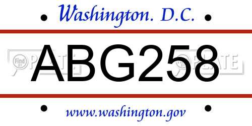 ABG258 District Of Columbia License Plate