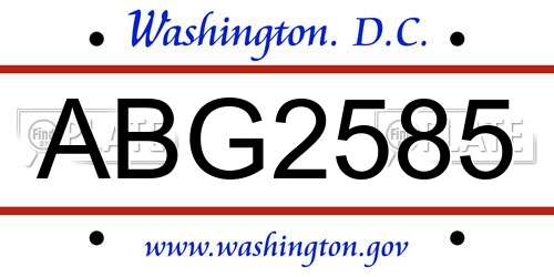 ABG2585 District Of Columbia License Plate