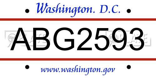 ABG2593 District Of Columbia License Plate