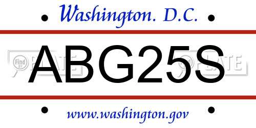 ABG25S District Of Columbia License Plate