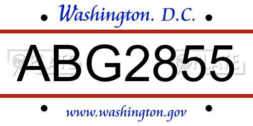 ABG2855 District Of Columbia License Plate