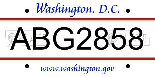 ABG2858 District Of Columbia License Plate