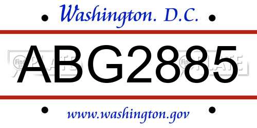 ABG2885 District Of Columbia License Plate