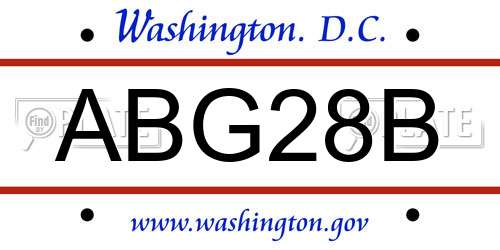 ABG28B District Of Columbia License Plate