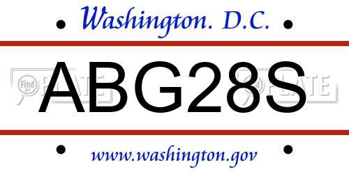 ABG28S District Of Columbia License Plate