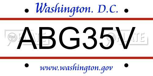 ABG35V District Of Columbia License Plate