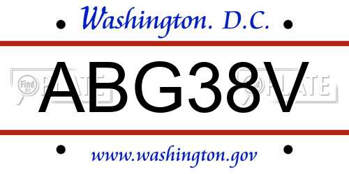 ABG38V District Of Columbia License Plate